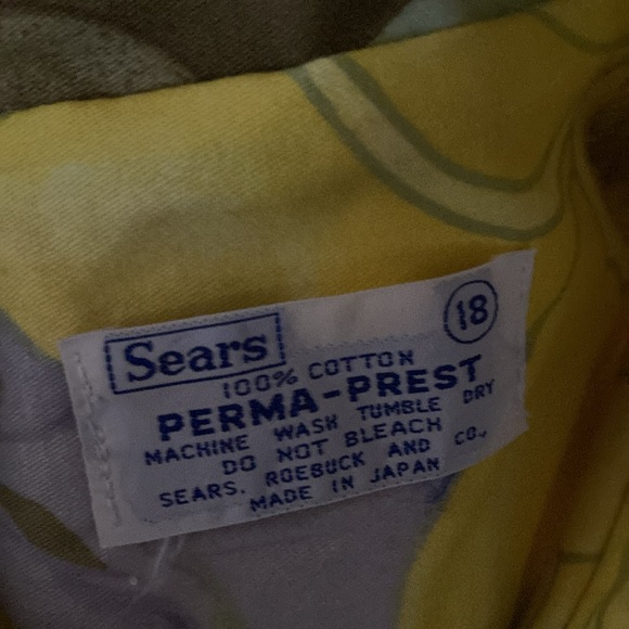 Vintage Sears, 100% Cotton, Perma Press,  Size 18, Asian inspired floral dress. - Picture 9 of 12